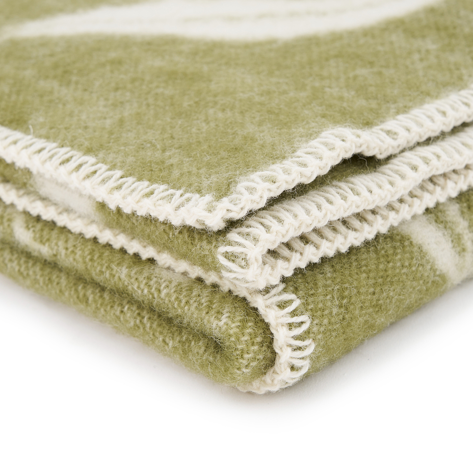 Merino wool blanket with sheep green
