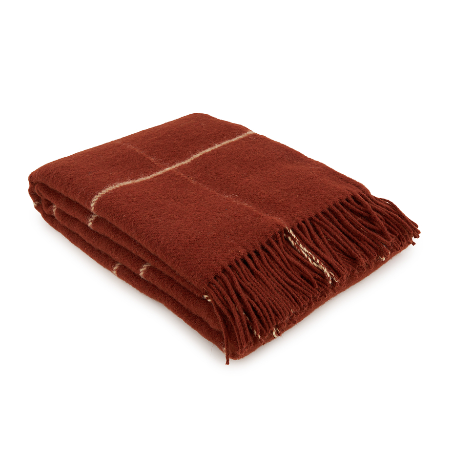 Wool blanket plaid orange
