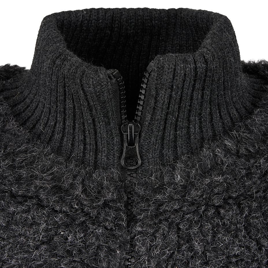 Men's Kangaroo Pocket Wool Top Dark Grey