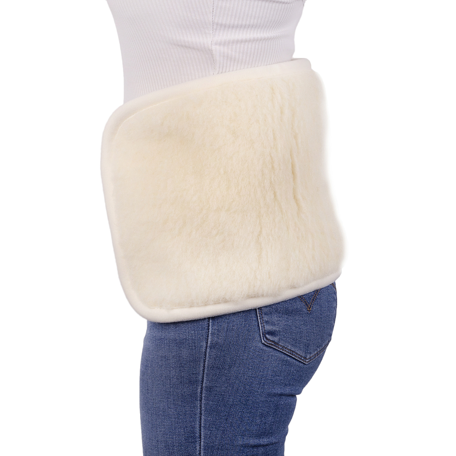 Merino wool warming belt with Velcro closure natural