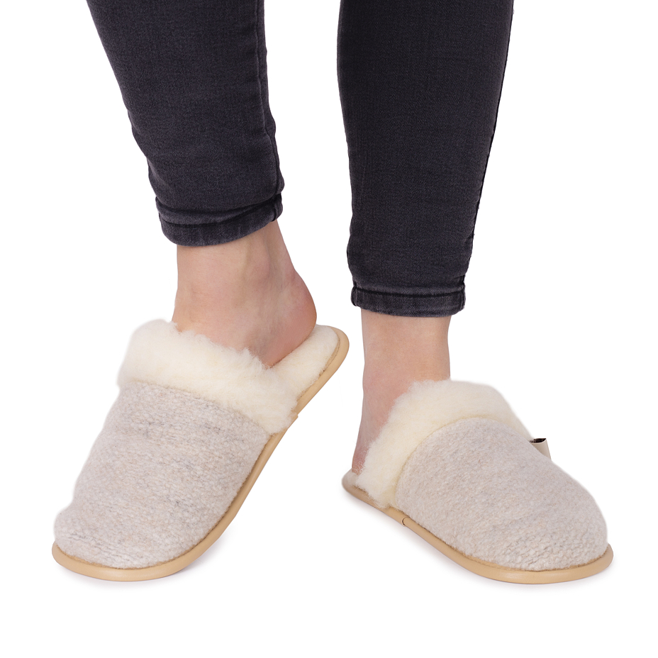 Slippers with Wool Lining Cappuccino