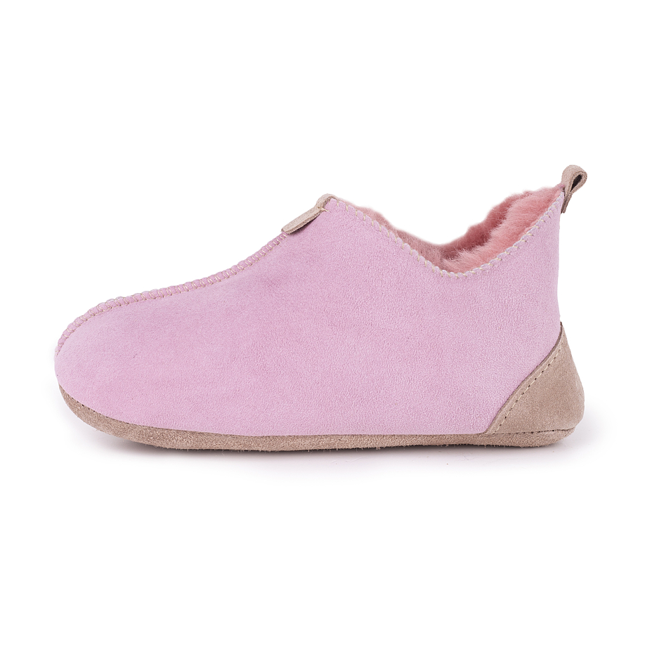 Kids’ Andy Leather Slippers with Wool Lining Pink