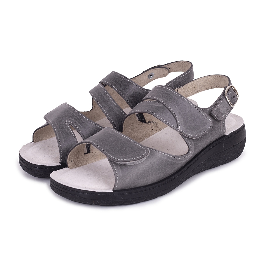 Women's "Hana" Orthopaedic Leather Sandals - Dark Grey