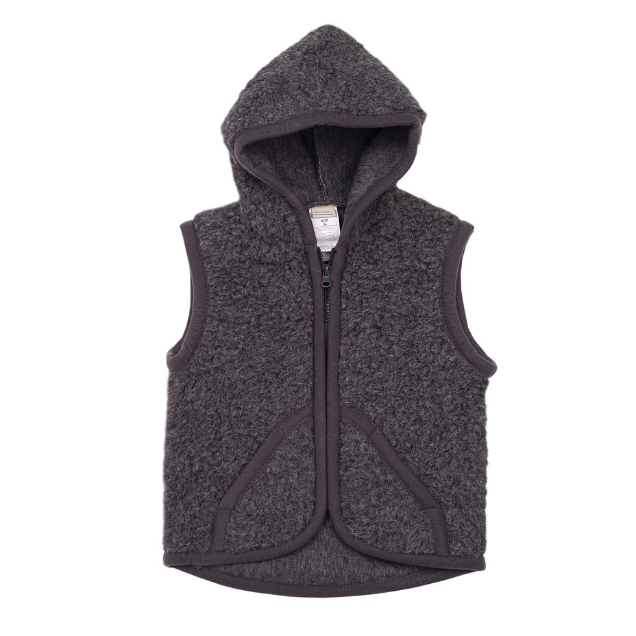 Kids’ Wool Hooded Vest Dark Grey