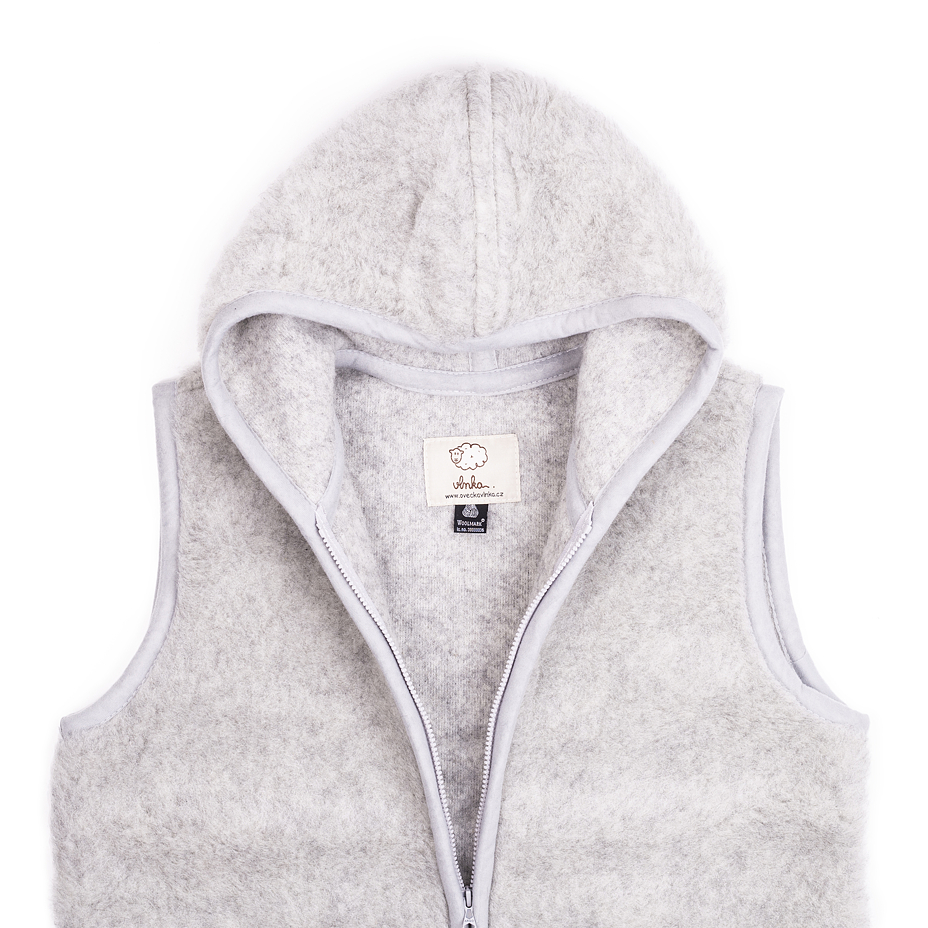 Hooded Wool Vest Light Grey