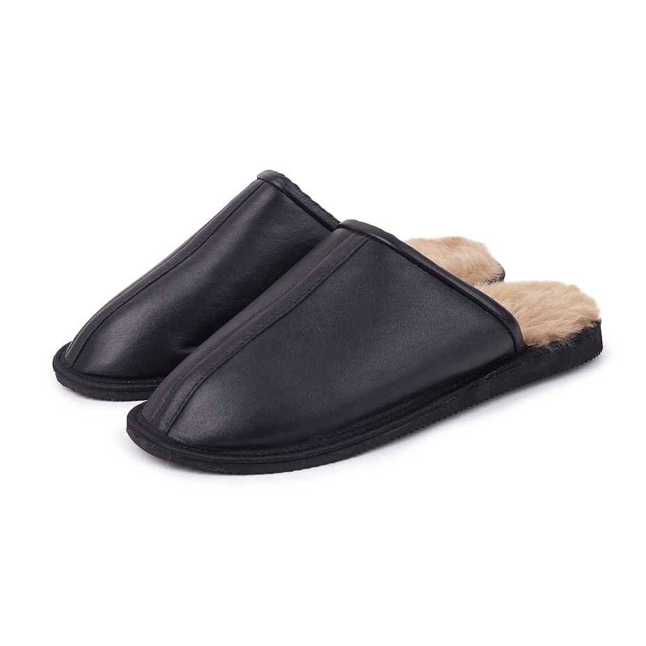 Men's Richard Leather Mules with Wool Lining
