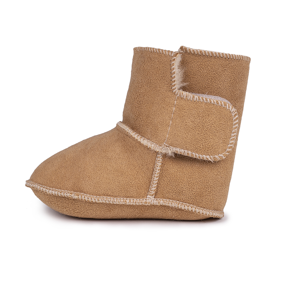 Baby Booties with Lamb's Wool Lining Beige