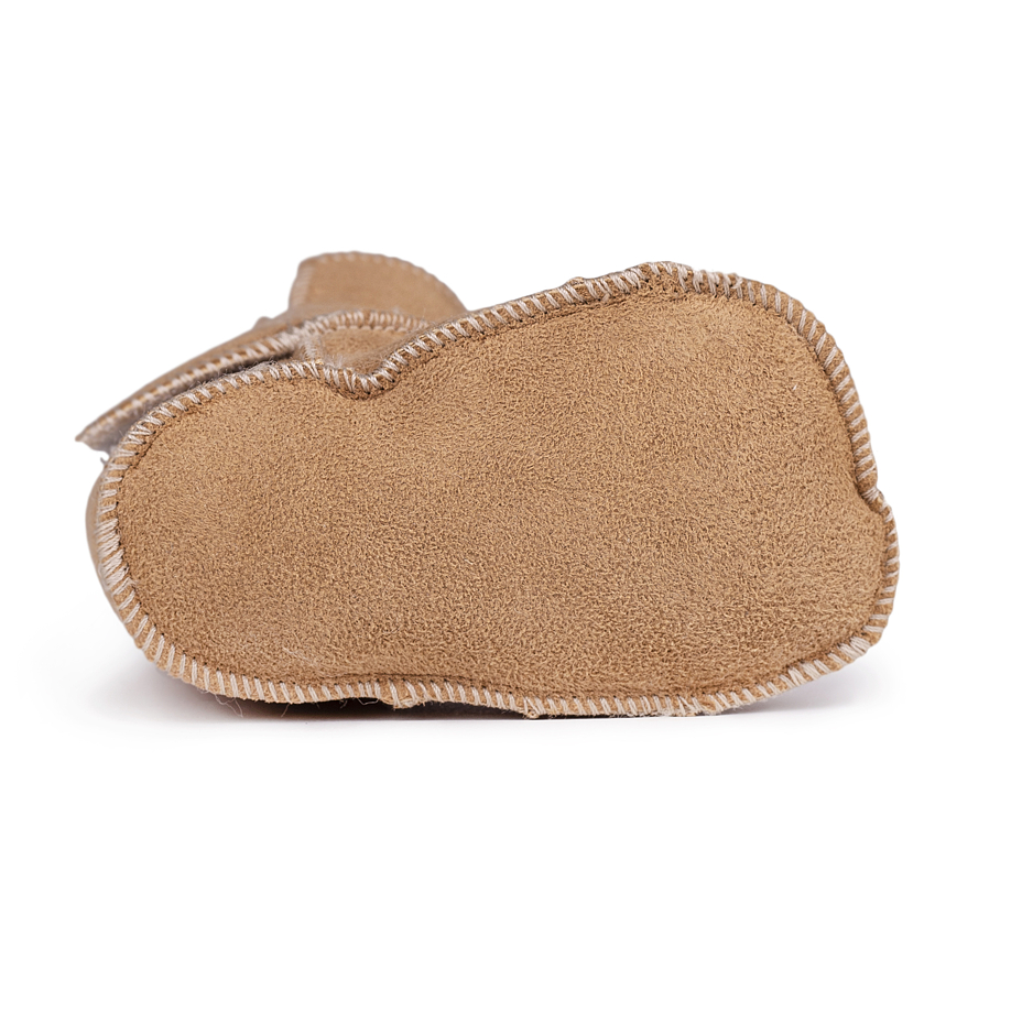 Baby Booties with Lamb's Wool Lining Beige