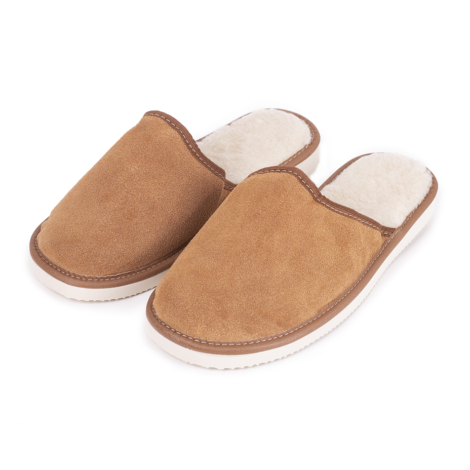 Women's Leather Slippers with Wool Lining
