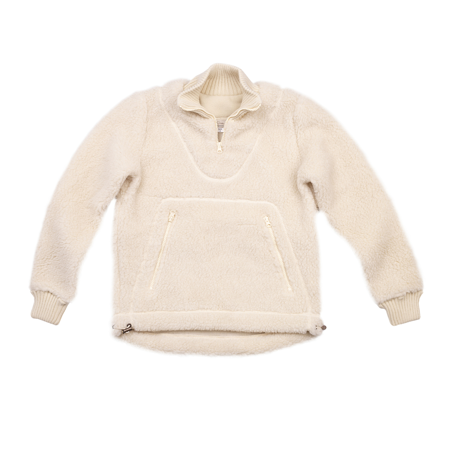 Women's Kangaroo Pocket Wool Top Natural