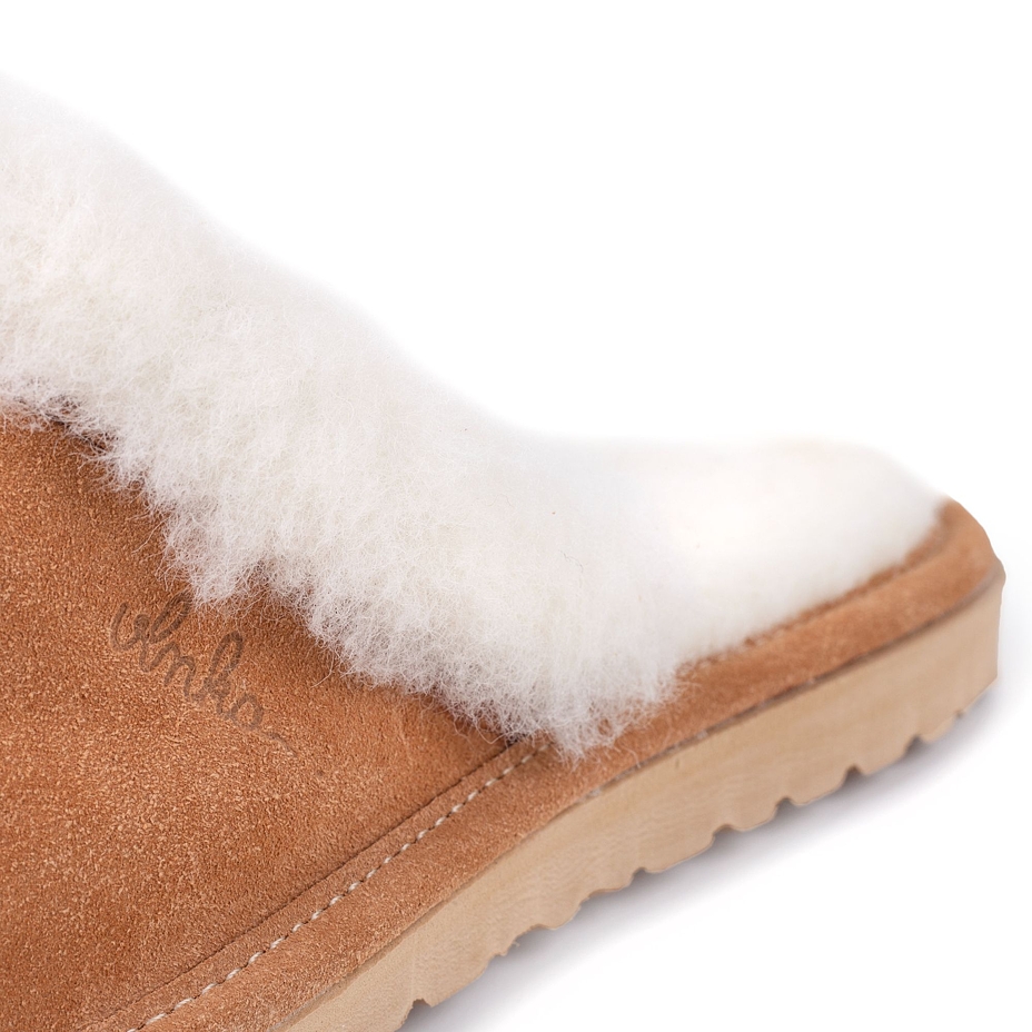 Women's Marie Leather Slippers with Wool Lining Brown