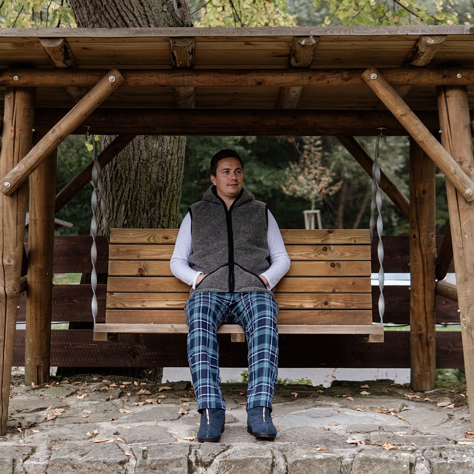 Wool Vest with Collar Dark Grey