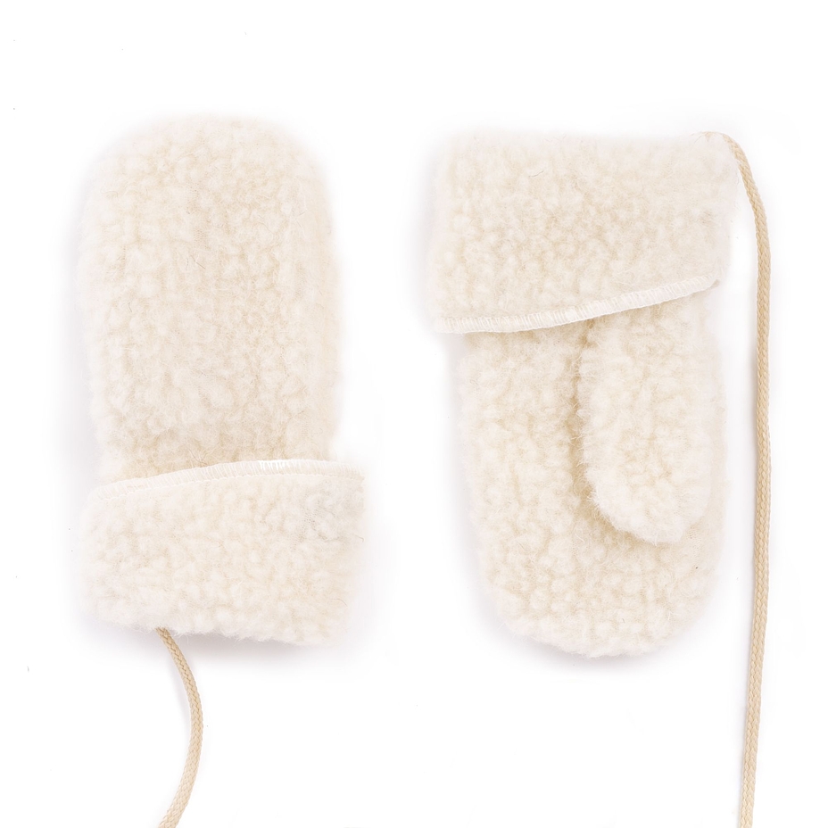 Kids’ Wool Mittens with String Natural