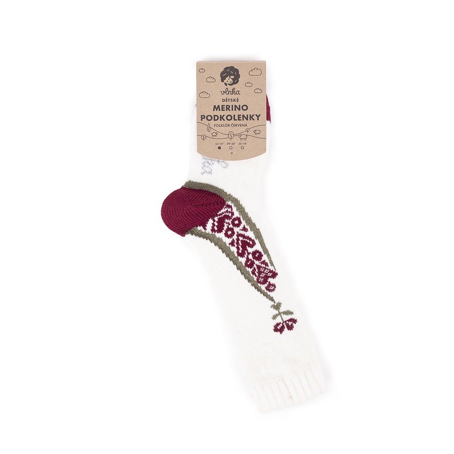 Kids’ Merino knee socks 'Folklore' Red