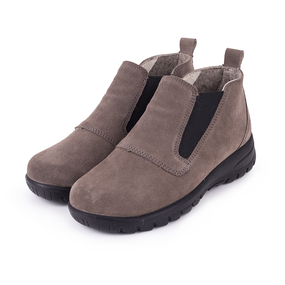 Women's Bohdana Leather Ankle Boots with Wool Felt Brown
