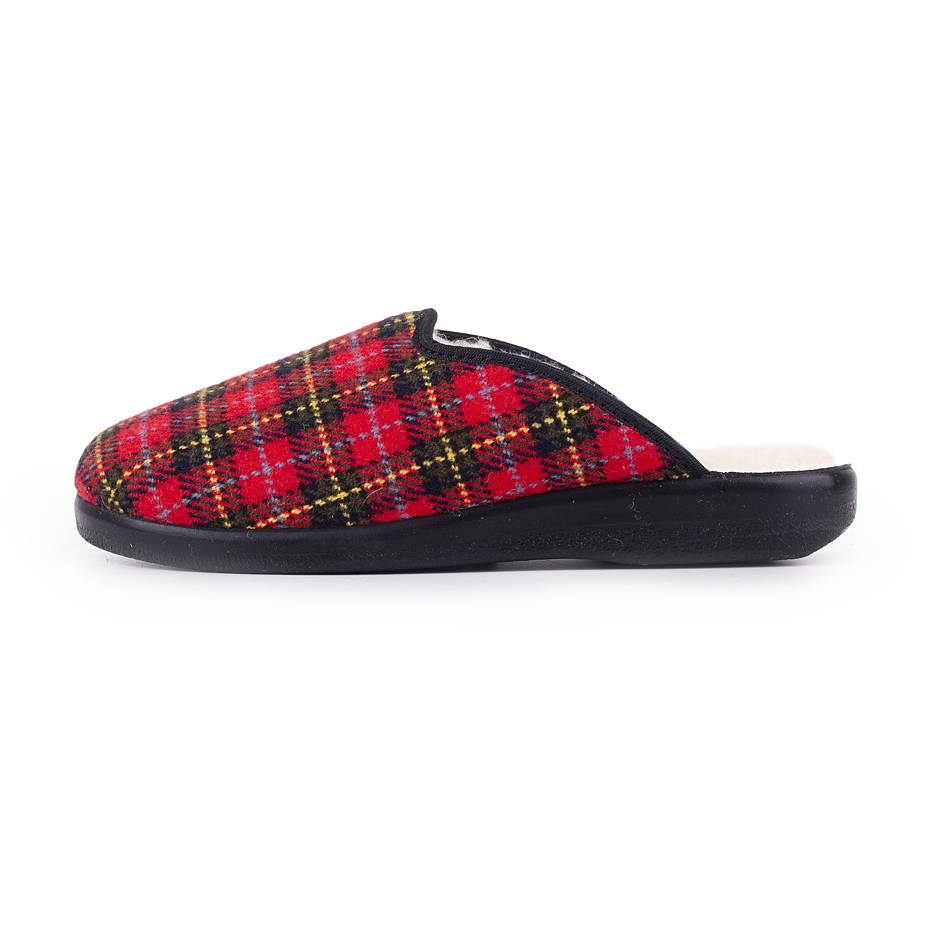 Women's slippers with sheep wool Red Plaid