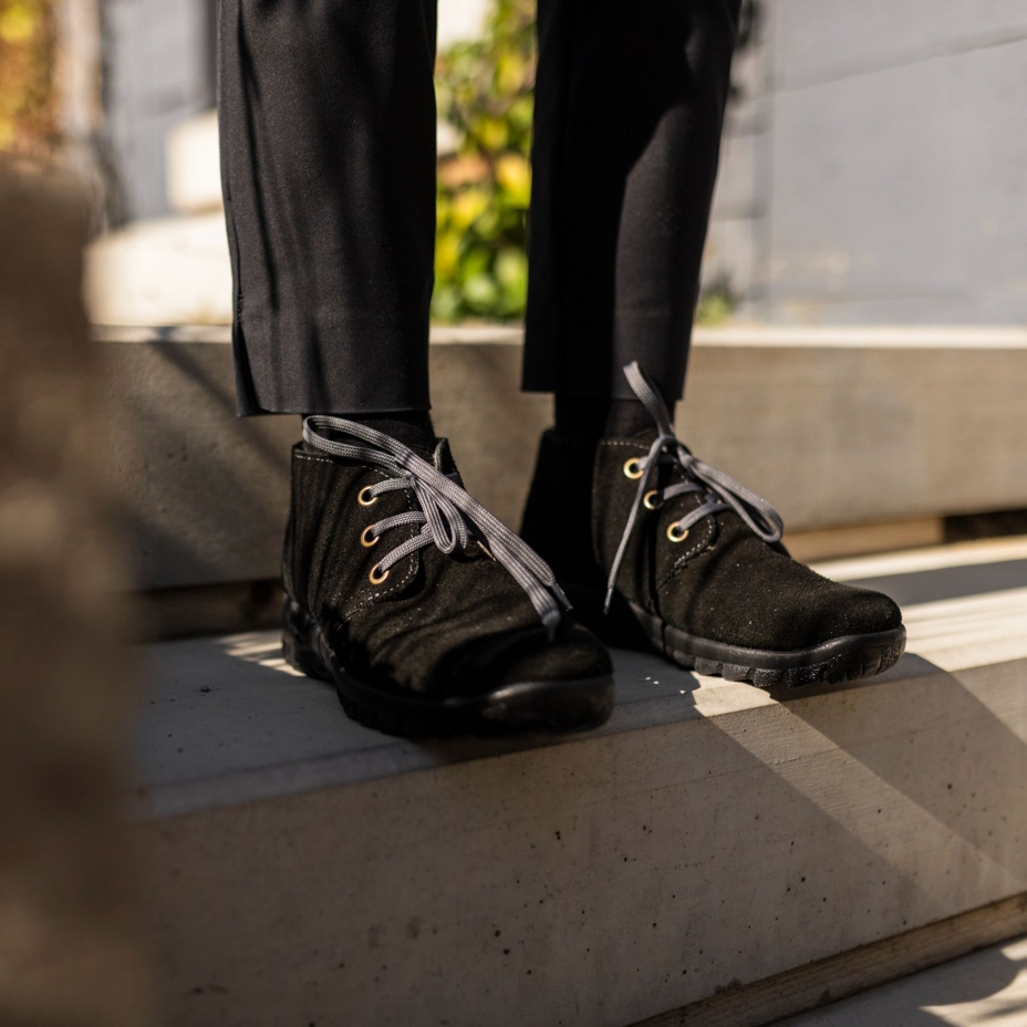 Women's Blanka Leather Ankle Boots with Wool Felt Black