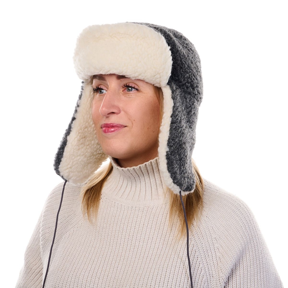 Wool Bomber Hat Grey