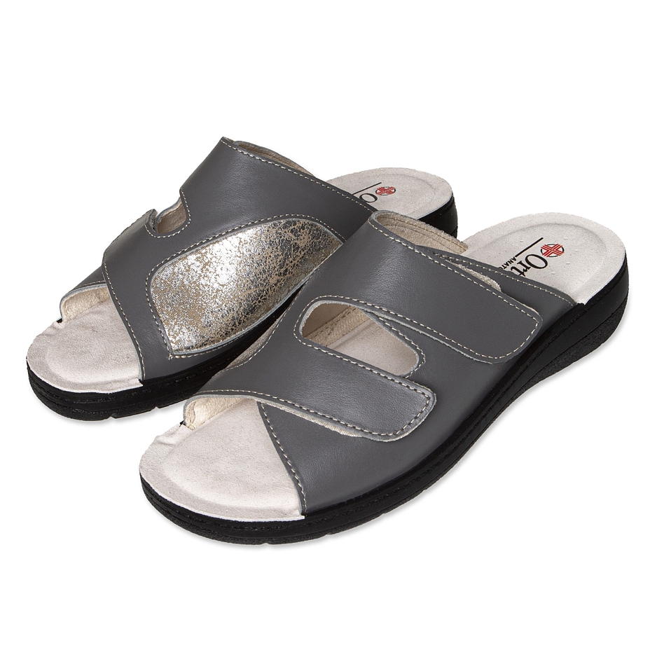 Women’s Sona Leather Slip-on Shoes for Feet with Bunions Grey