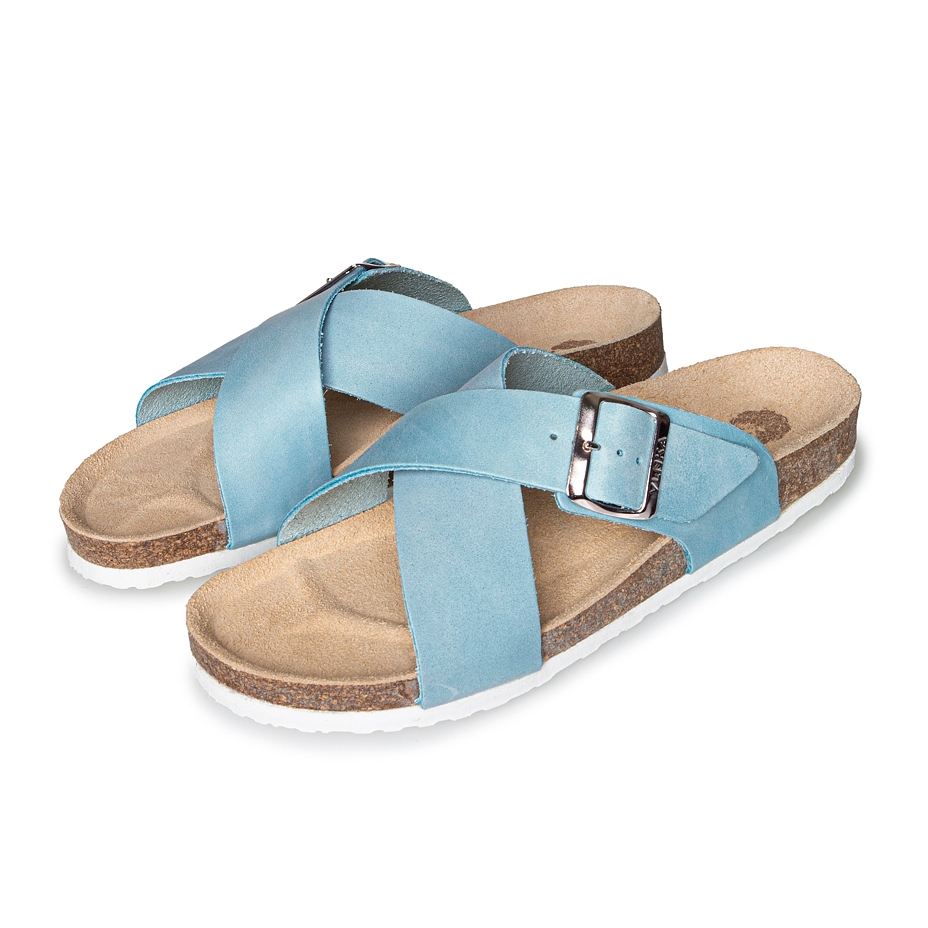 Women's anatomical cork slip-ons Martina Blue