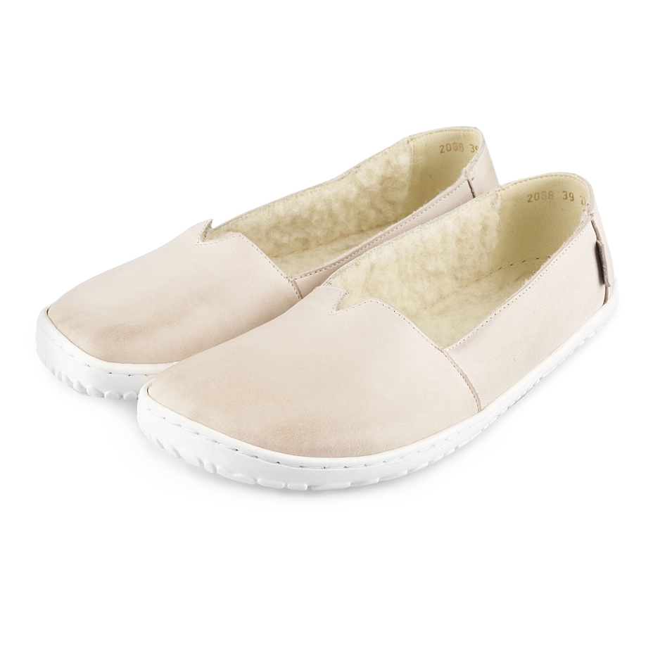 Women’s Odeta Barefoot Leather Ballerina Pumps with Sheep's Wool Beige
