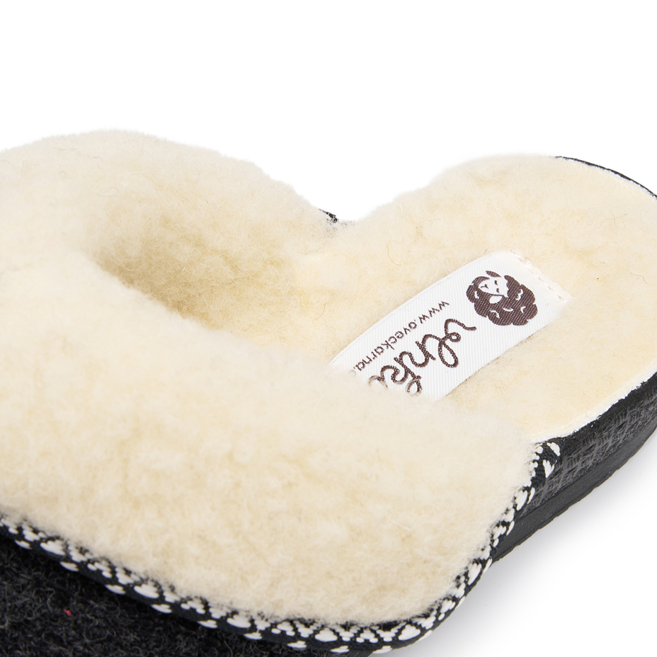 Women’s Wool Wedge Mule Slippers Dark Grey