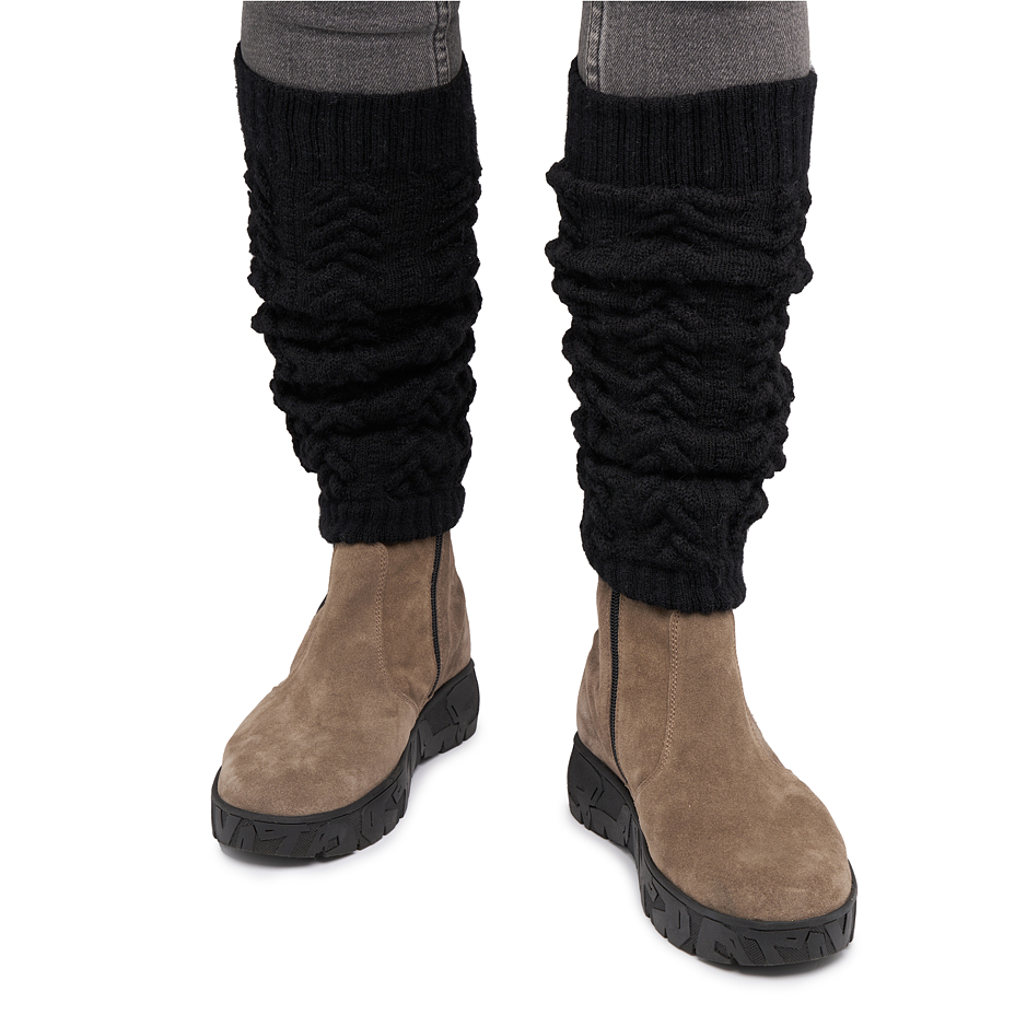 Traditional Merino Wool Leg Warmers Black