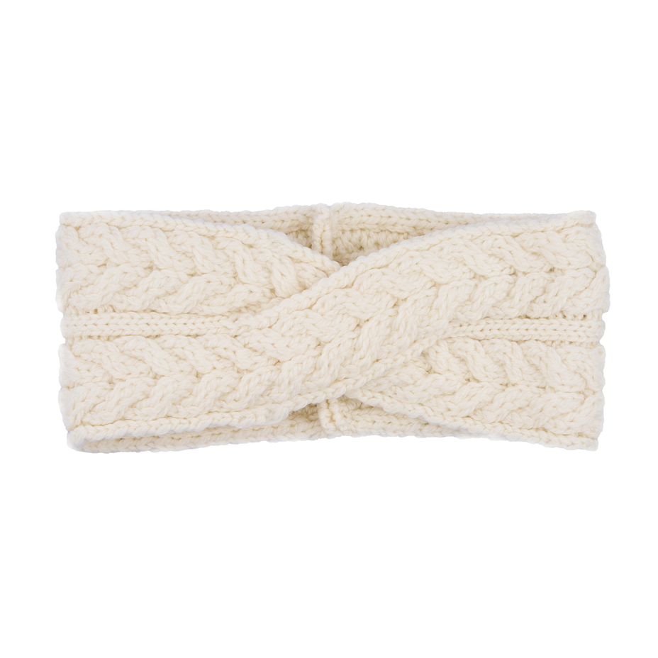 Supersoft Merino wool crossed headband natural