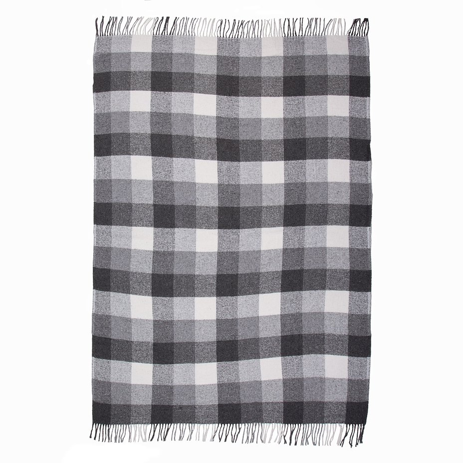 Woolee Throw with Sheep’s Wool Grey Check