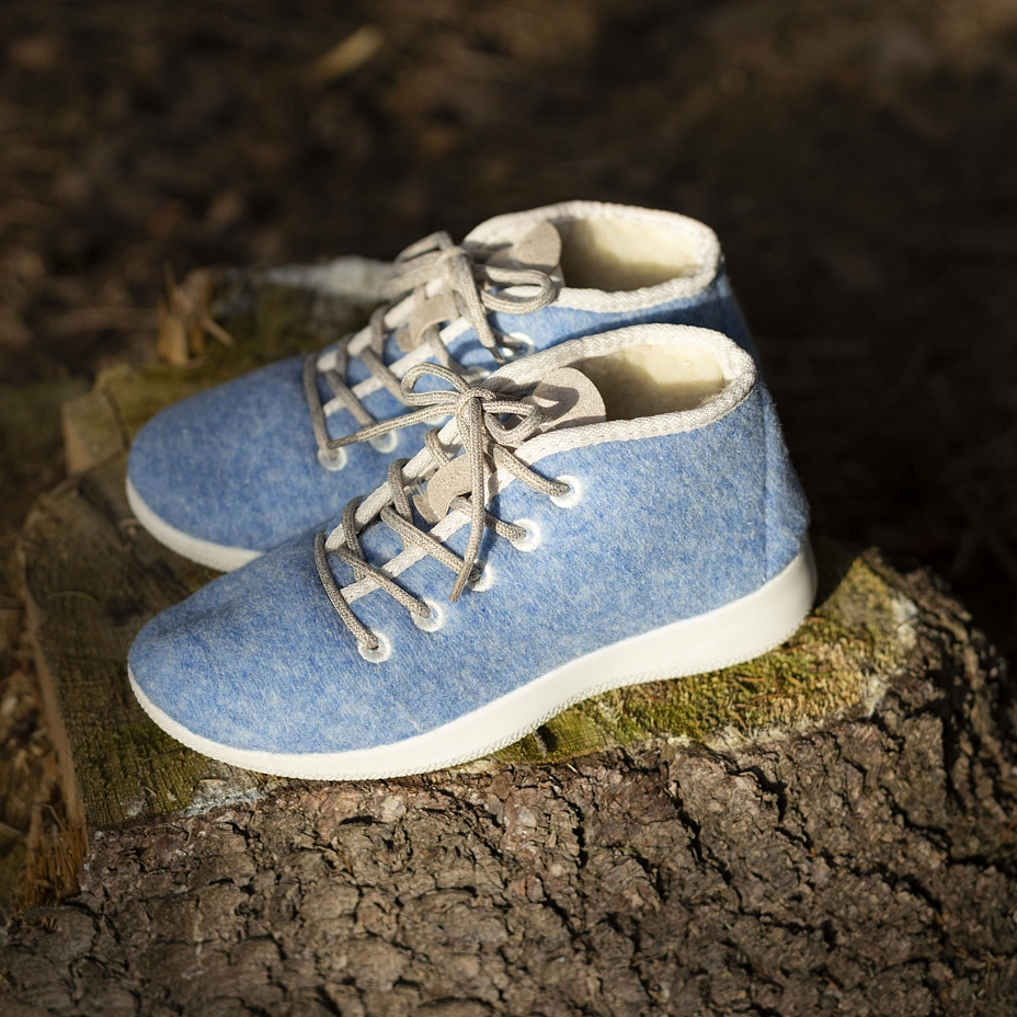 Woolee High-Top Wool Trainers with Lining Blue