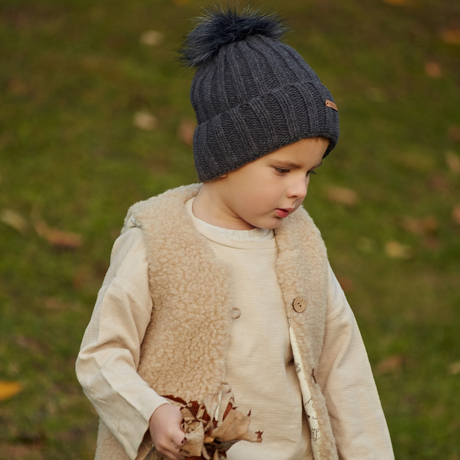 Kids’ Woolee Wool Hat V38 Dark Grey