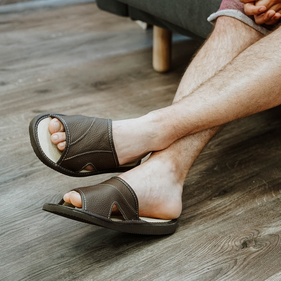 Men's Open-Toe Leather Summer Slip-on Shoes