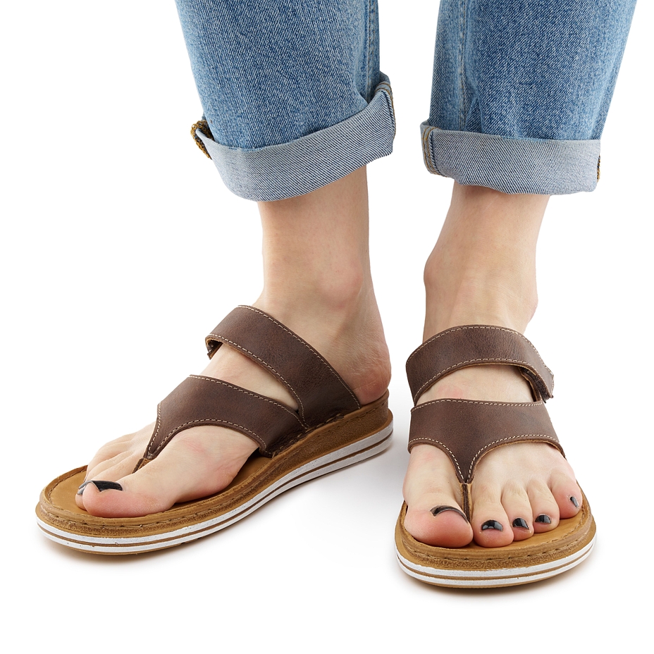 Women's orthopaedic leather slip-on shoes Venus brown