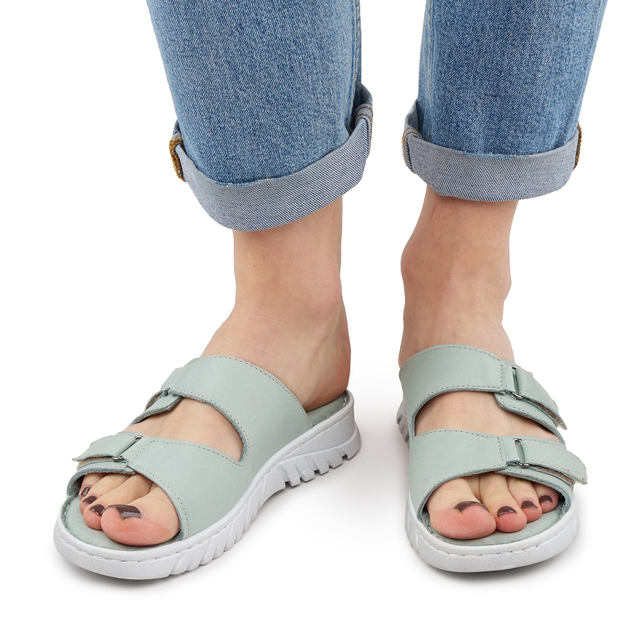 Women's leather slip-on shoes Pavlina turquoise