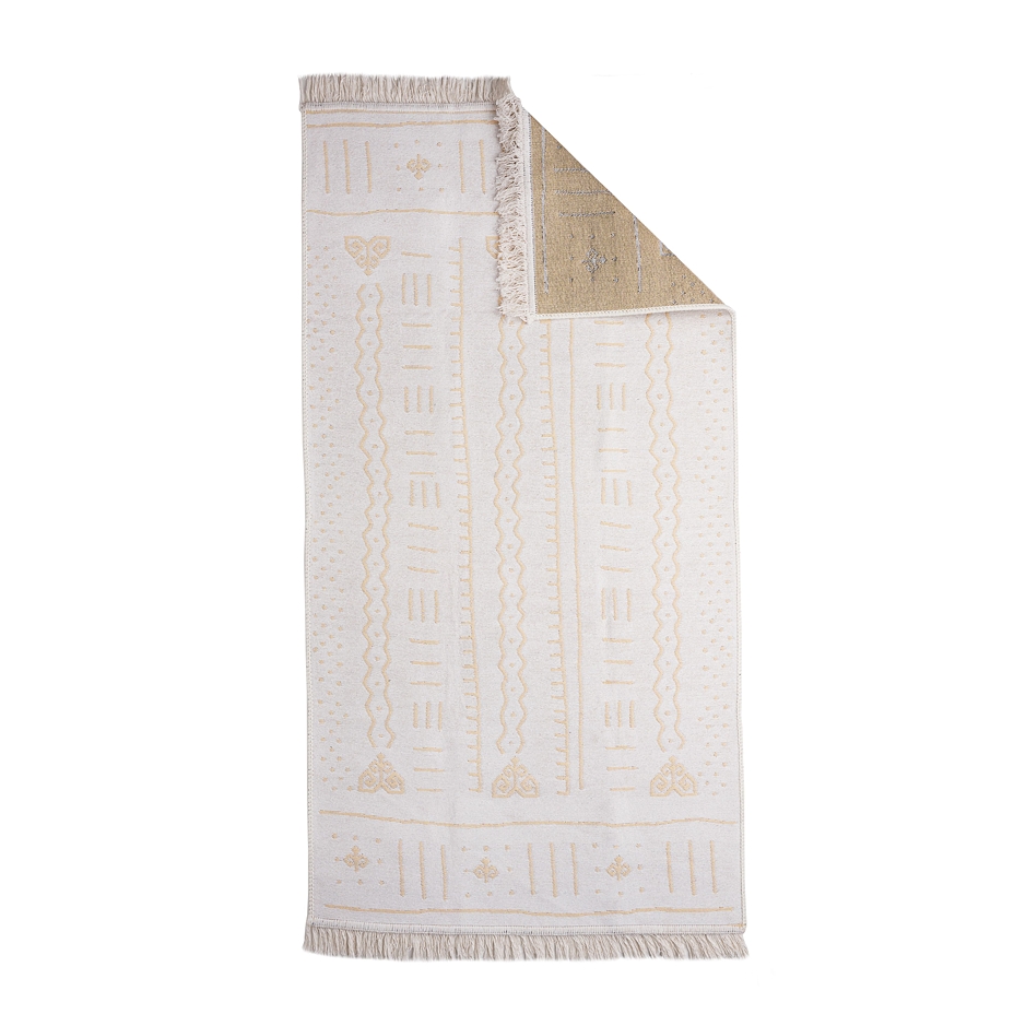 Recycled Cotton Rug with Beige and White Pattern