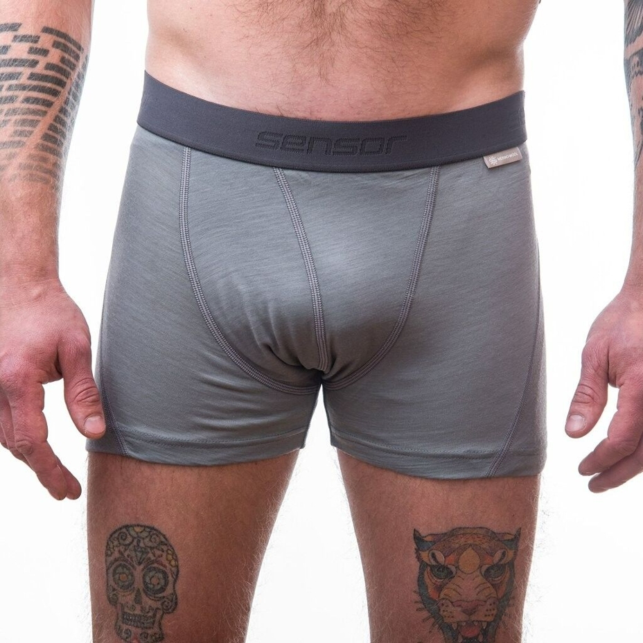 Men's functional boxer briefs Sensor Merino Active gray