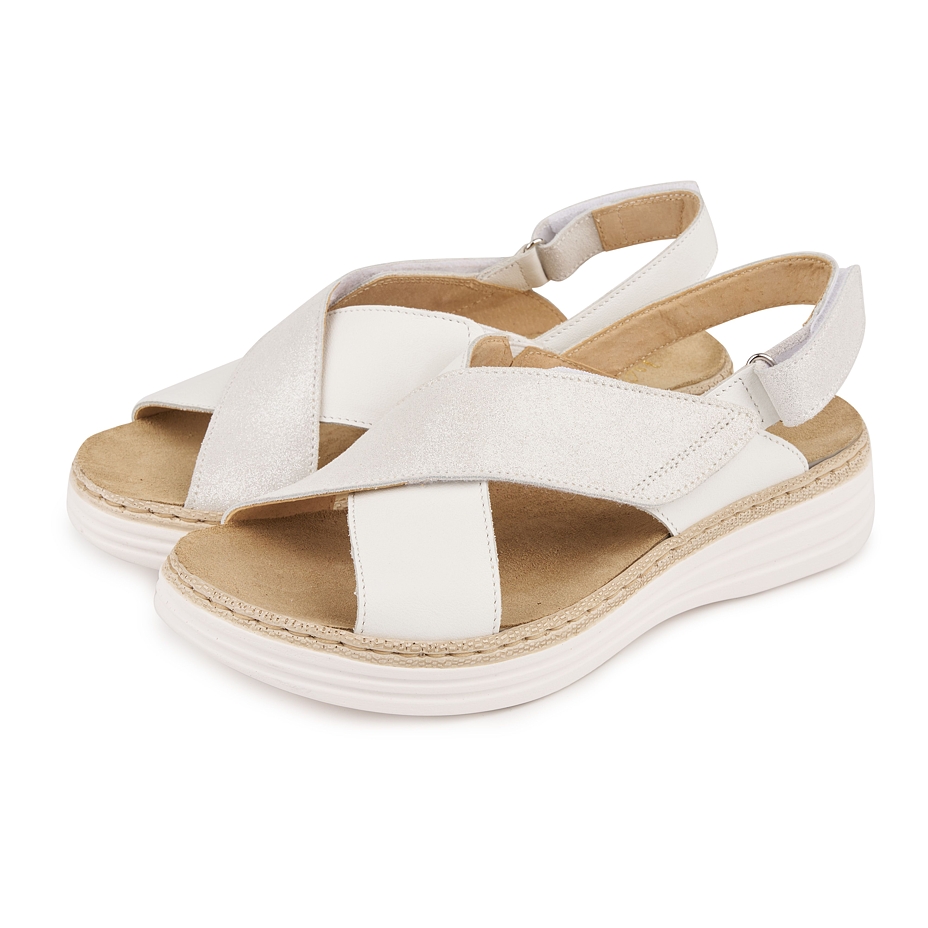 Ladies leather sandals Danka silver