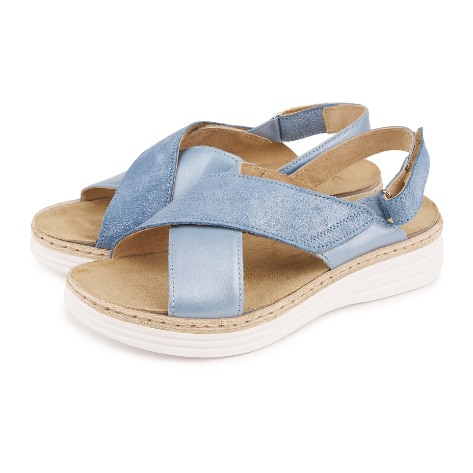 Women's leather sandals Danka blue