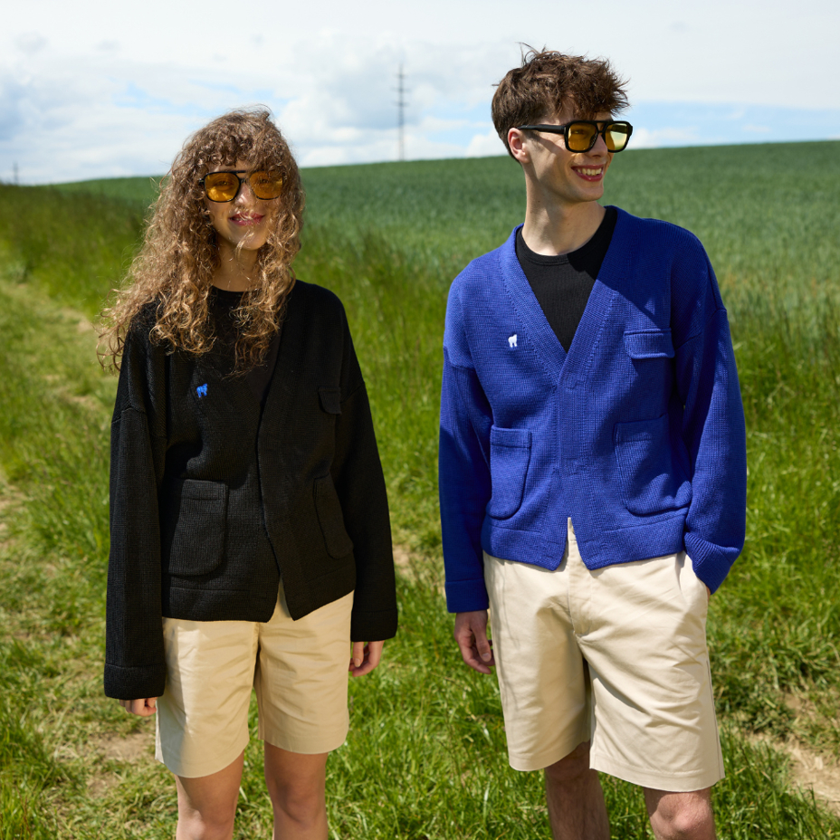 Merino Woolee Capsule wool cardigan blue