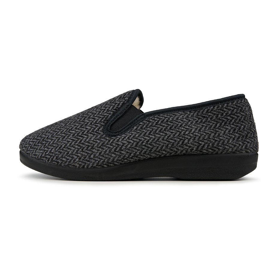 Men's non-slip slippers with Merino sheep wool gray
