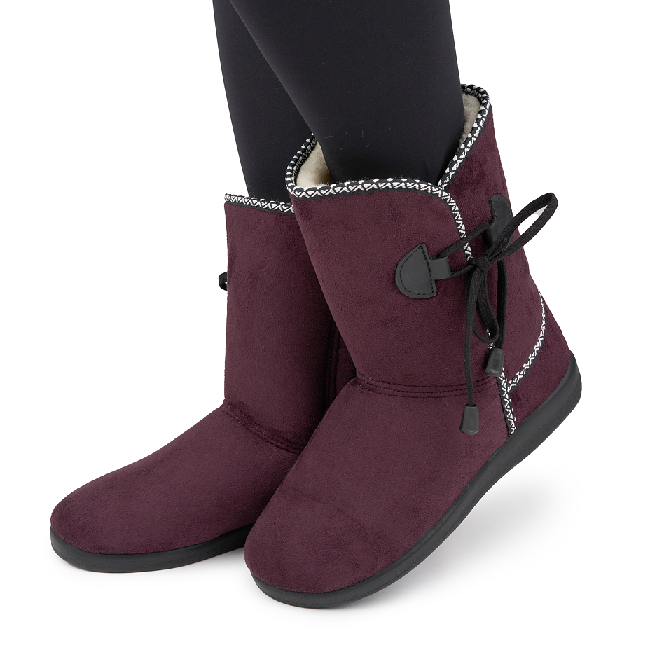 Women's slipper boots with sheep wool burgundy