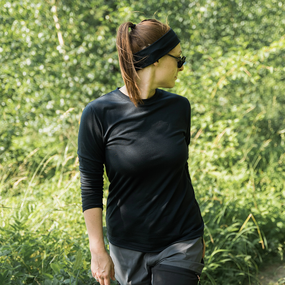 Women's Merino wool long-sleeve T-shirt Woolee black