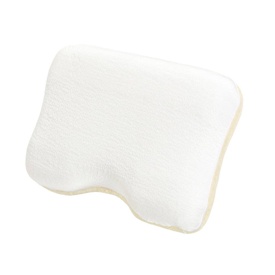 Reversible anti-snoring memory foam pillow with sheep wool and cooling side