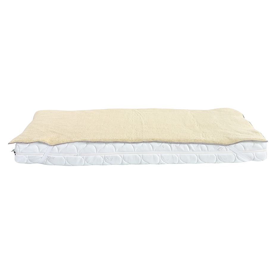 Reversible mattress protector with sheep wool and cooling side 90x200