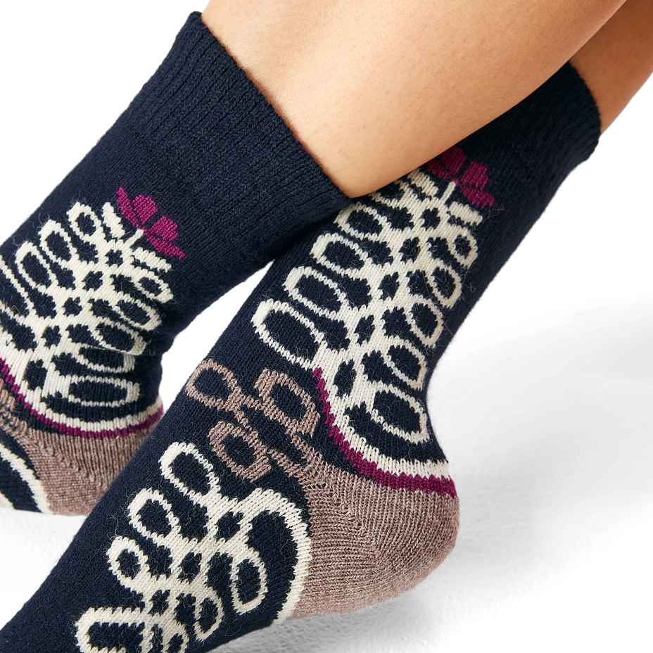 Merino Sheep Socks with a Folk Pattern Dark Blue