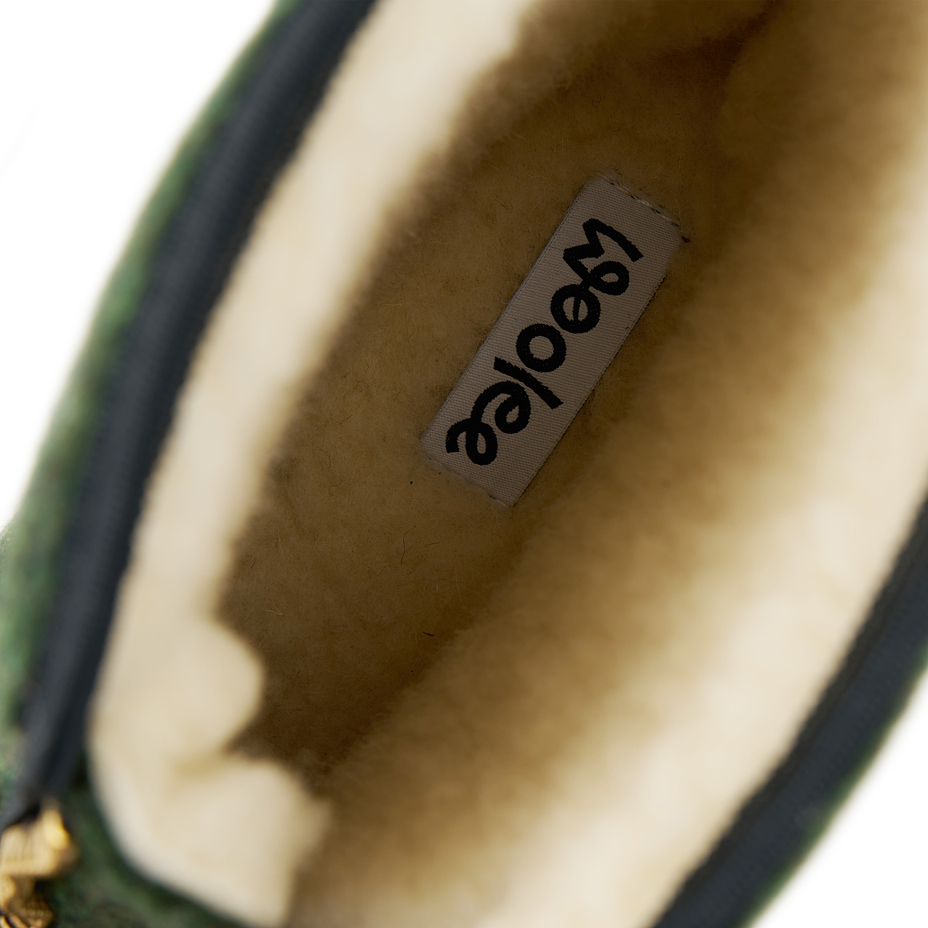 Men's sheep wool zip-up boots green