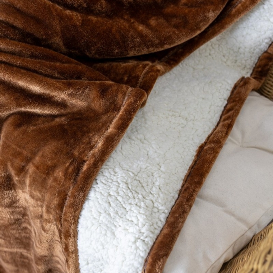 Micro plush blanket brown