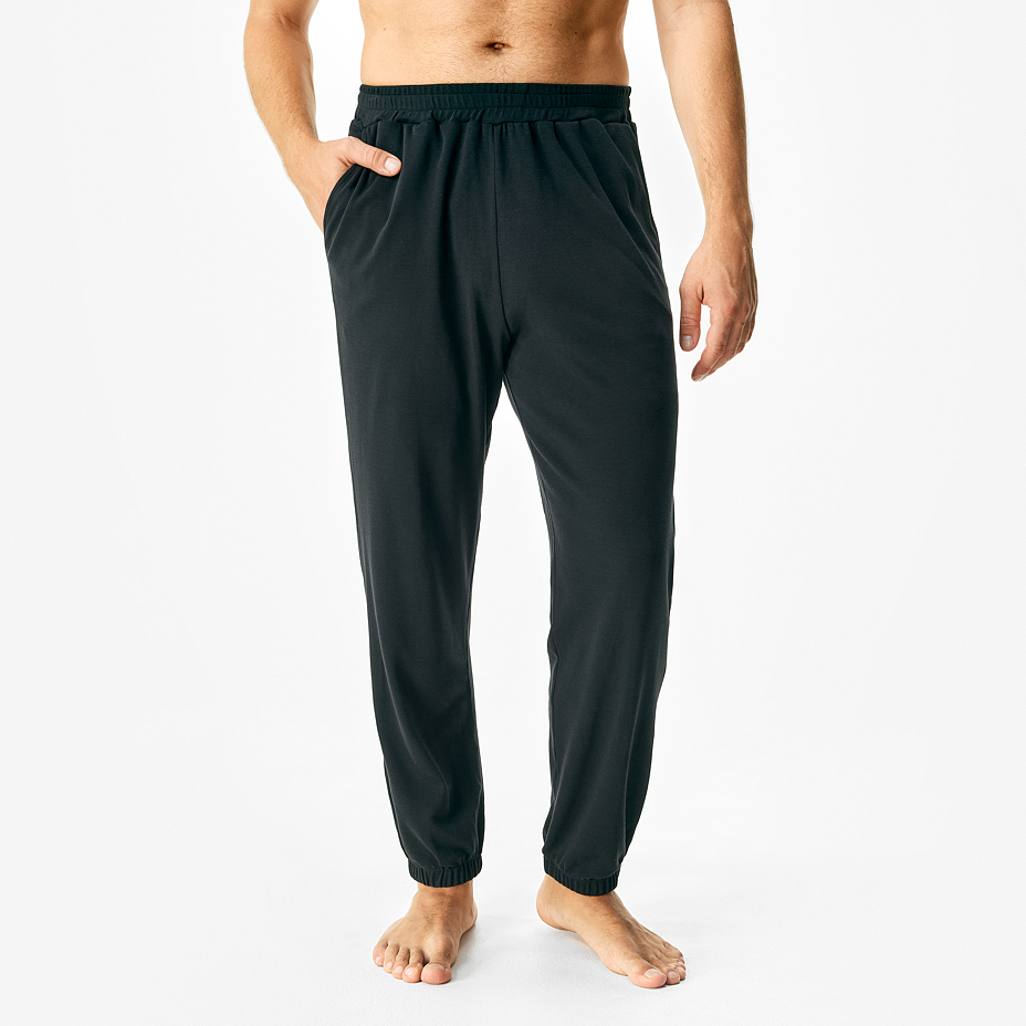 Men's elastic waistband sweatpants with Merino wool black
