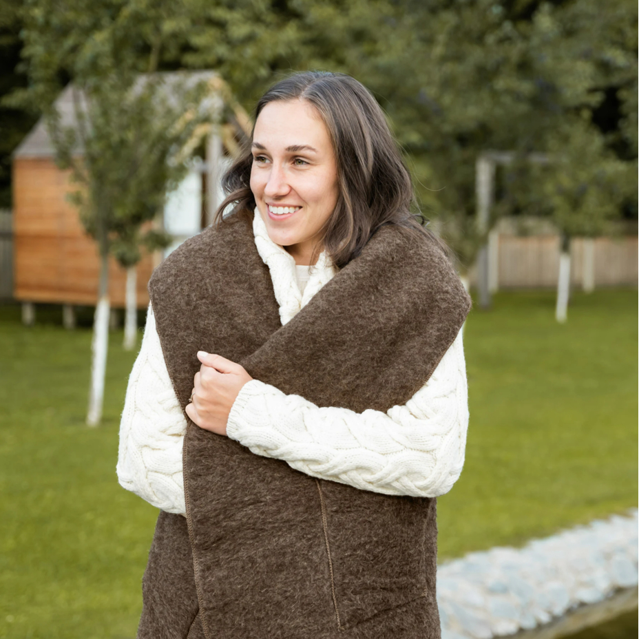Wool Wrap Vest Brown