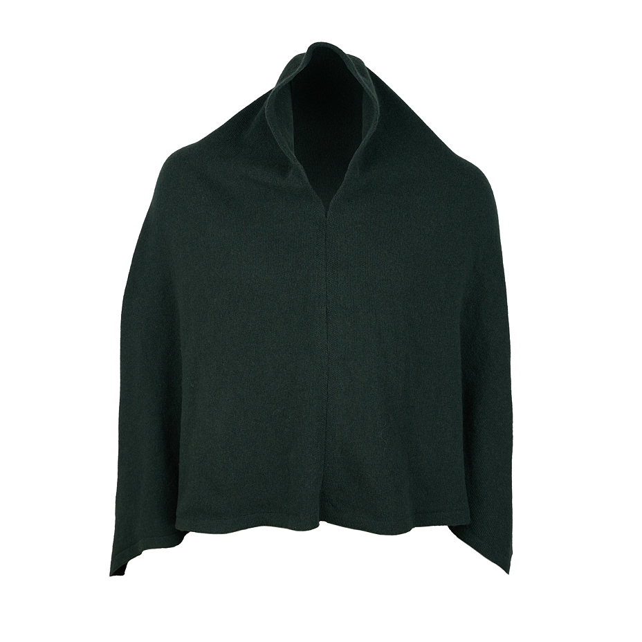 Merino wool poncho with cashmere Lazio green
